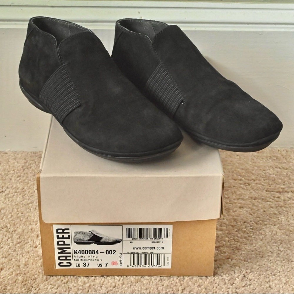 Camper Right Nina Bootie Boot - Black Nubuck